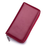 Porte-cartes long en cuir à glissière RFID - Le secur™ rouge vin
