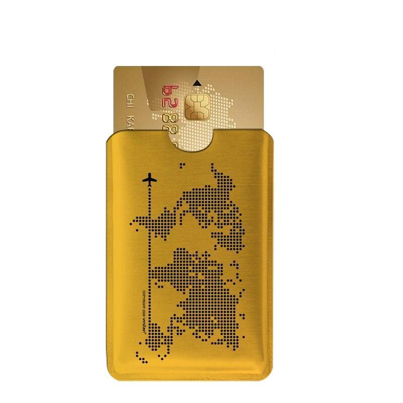 Porte-cartes fin avec imprimé carte du monde RFID - Le Secur™ jaune