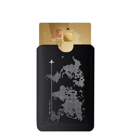 Porte-cartes fin avec imprimé carte du monde RFID - Le secur™ noir