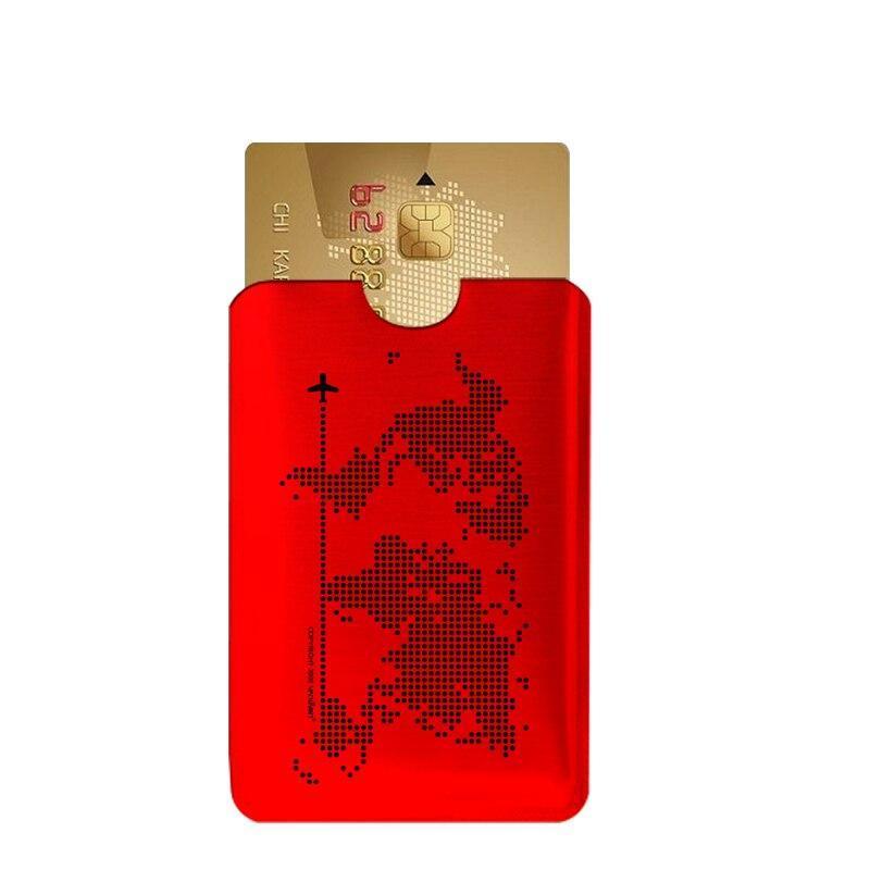 Porte-cartes fin avec imprimé carte du monde RFID - Le Secur™ rouge