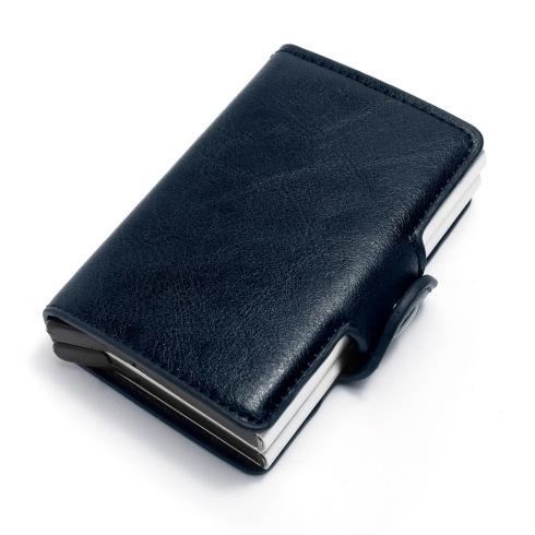 Porte-cartes double en métal RFID - Le Secur™ bleu