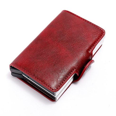 Porte-cartes double en métal RFID - Le Secur™ rouge