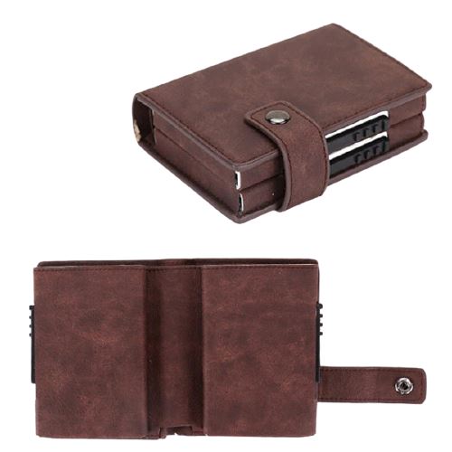 Porte-cartes double en aluminium RFID - Le Classique™ café