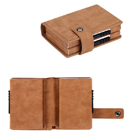 Porte-cartes double en aluminium RFID - Le Classique™ camel