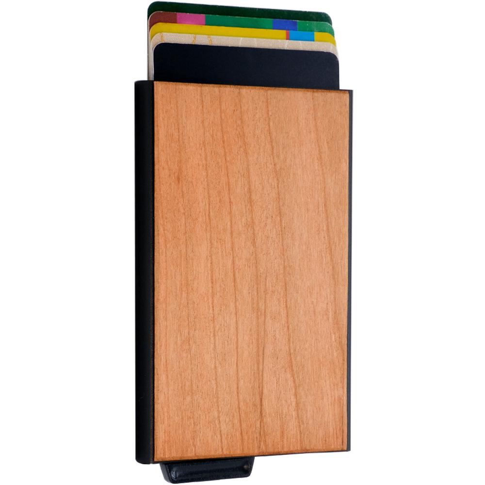 Porte-cartes en bois et métal automatique - Le Classique™ cerisier