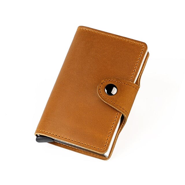 Porte-cartes en cuir et métal RFID - Le Secur™ brun