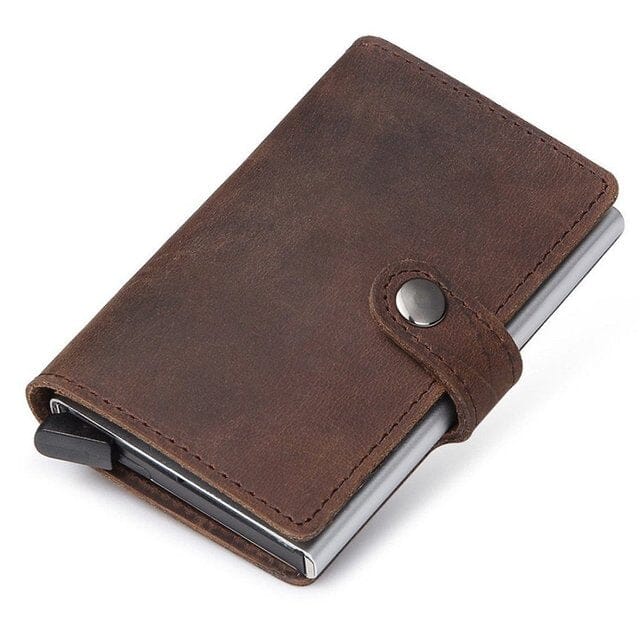 Porte-cartes en cuir et métal RFID - Le Secur™ café