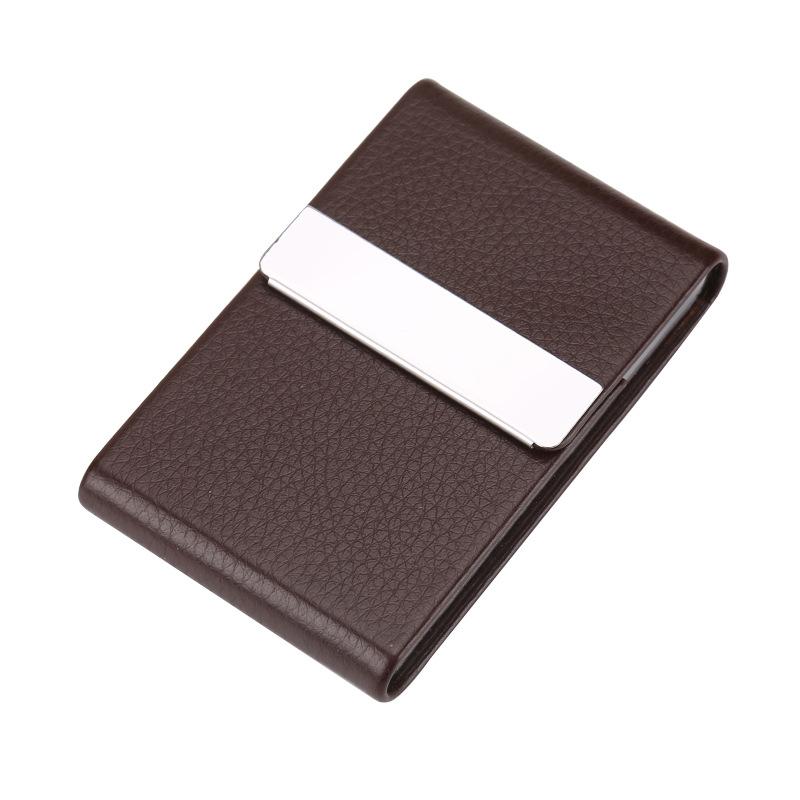 Porte-cartes compact en simili cuir et métal - Le Classique™ café