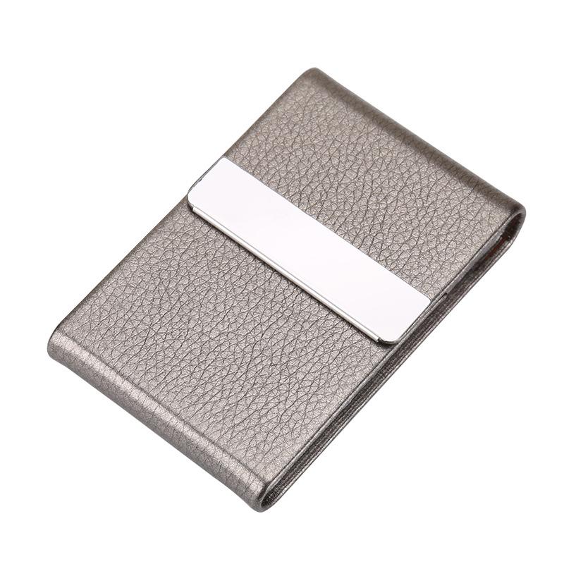 Porte-cartes compact en simili cuir et métal - Le Classique™ gris