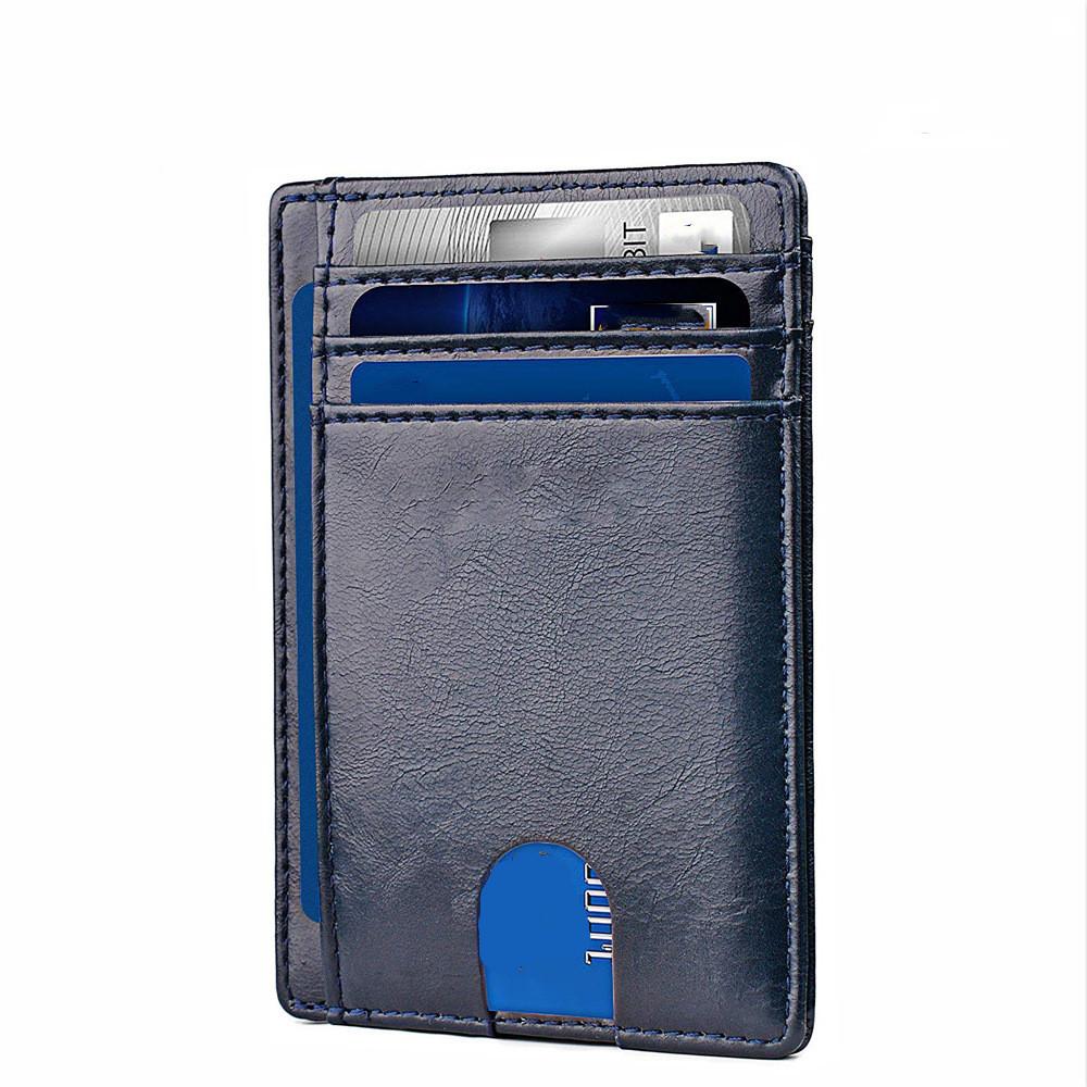 Porte-cartes en simili cuir fin RFID - Le Classique™ bleu