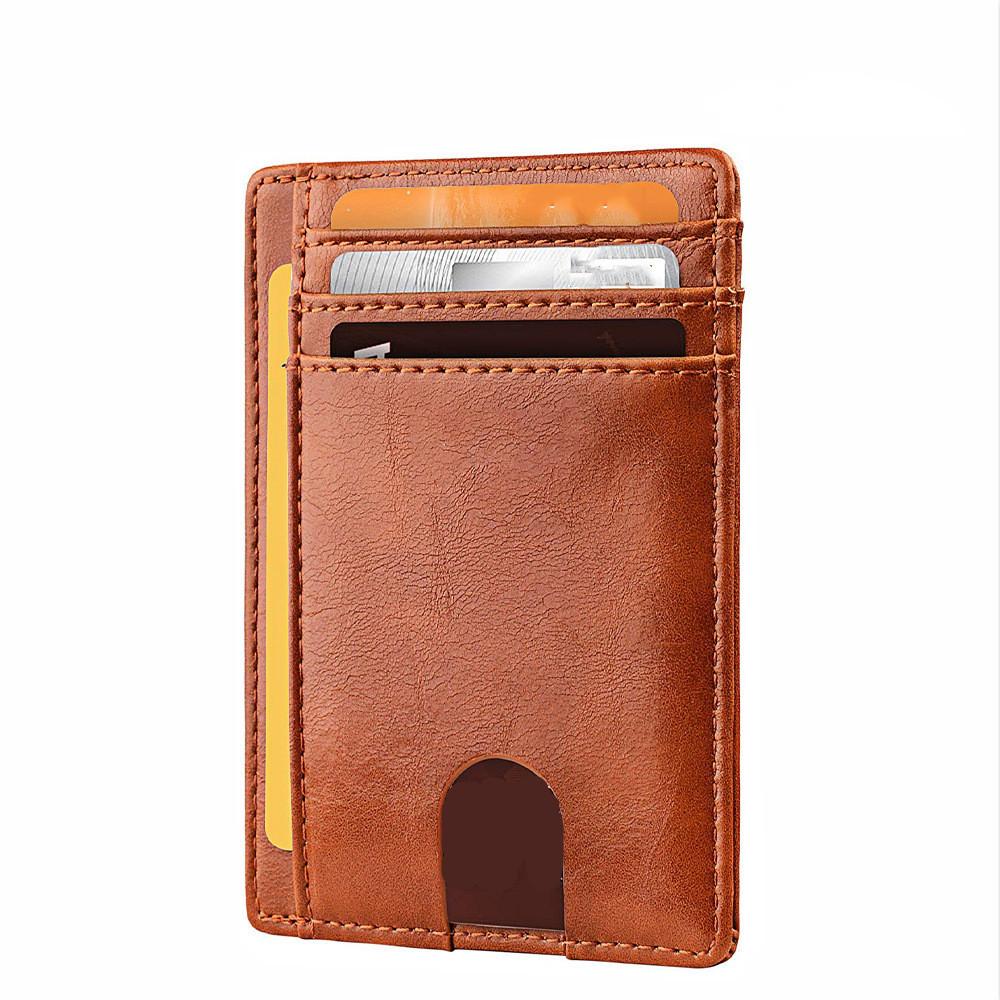 Porte-cartes en simili cuir fin RFID - Le Classique™ brun orangé