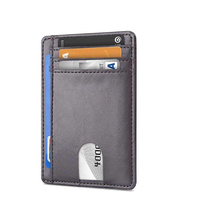 Porte-cartes en simili cuir fin RFID - Le Classique™ gris
