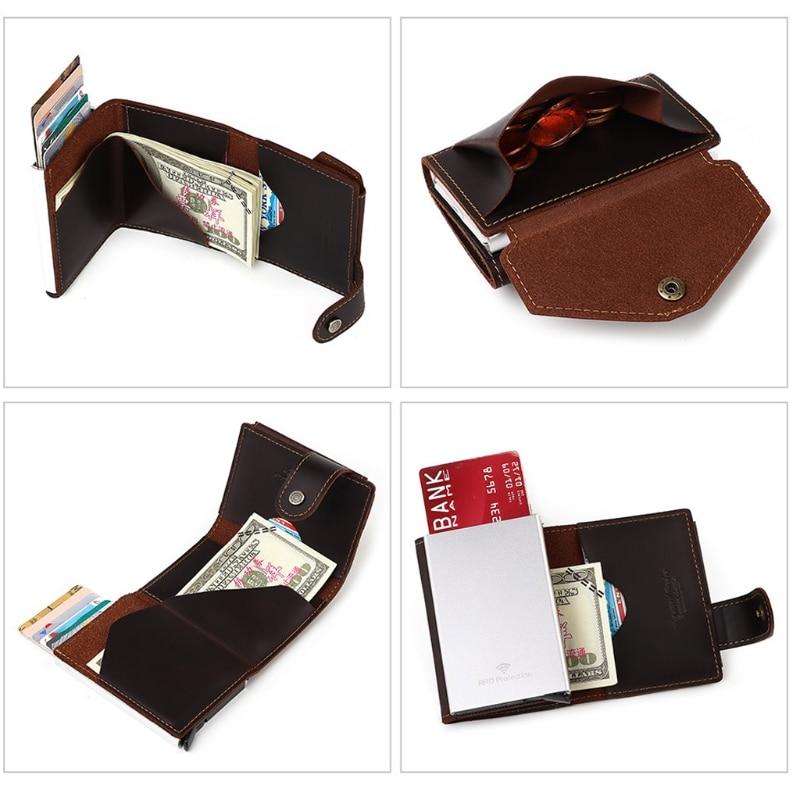 Porte-cartes en cuir véritable automatique RFID - Le Secur™