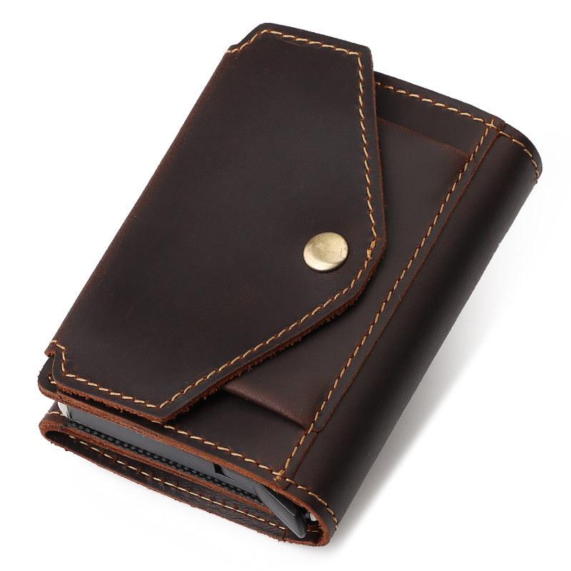 Porte-cartes en cuir véritable automatique RFID - Le Secur™ café