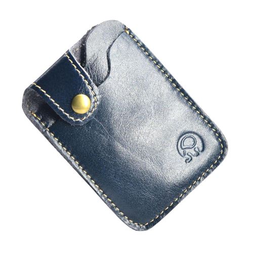 Porte-cartes en cuir véritable extra fin - Le Classique™ bleu