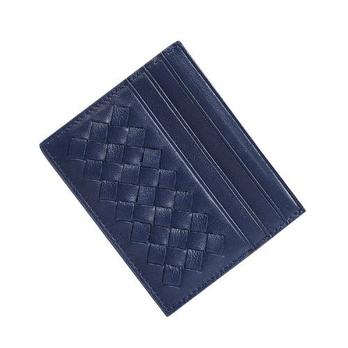 Porte-cartes en cuir véritable fin - Le Classique™ bleu