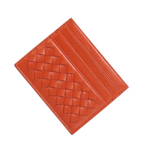 Porte-cartes en cuir véritable fin - Le Classique™ orange
