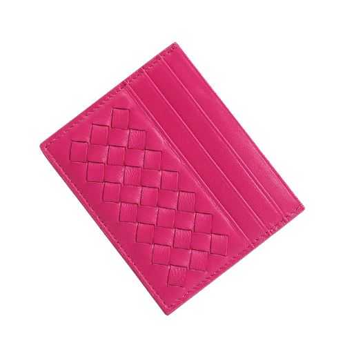 Porte-cartes en cuir véritable fin - Le Classique™ rose