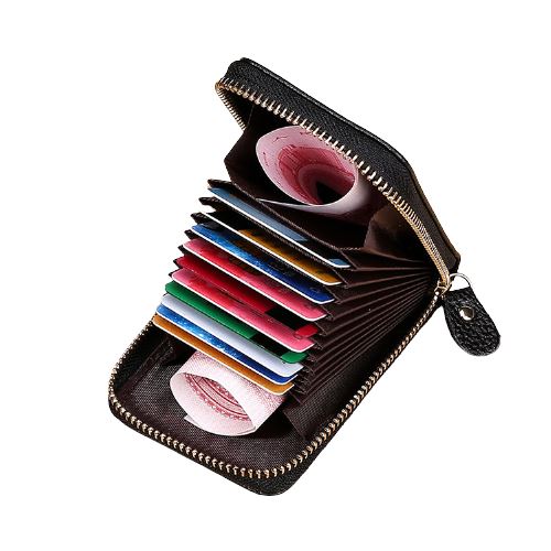 Porte-cartes en cuir véritable à glissière - Le Classique™