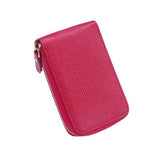 Porte-cartes en cuir véritable à glissière - L’absolu™ rouge rose