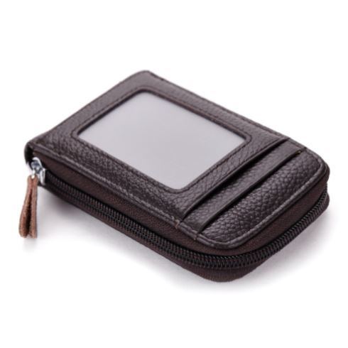 Porte-cartes en cuir pu zippé RFID - Le Secur™ café