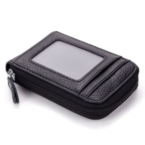 Porte-cartes en cuir pu zippé RFID - Le secur™ noir