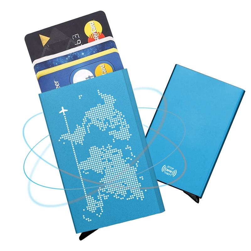 Porte-cartes en métal automatique RFID - Le Secur™ bleu