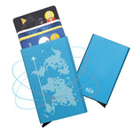 Porte-cartes métal avec imprimé carte du monde RFID - Le secur™ bleu