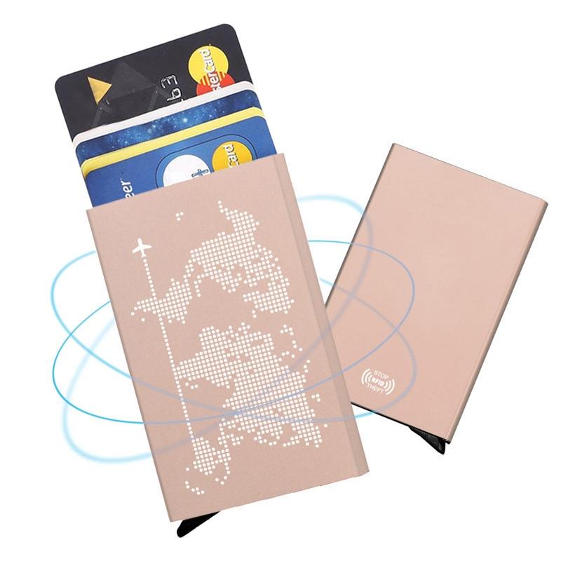 Porte-cartes en métal automatique RFID - Le Secur™ rose