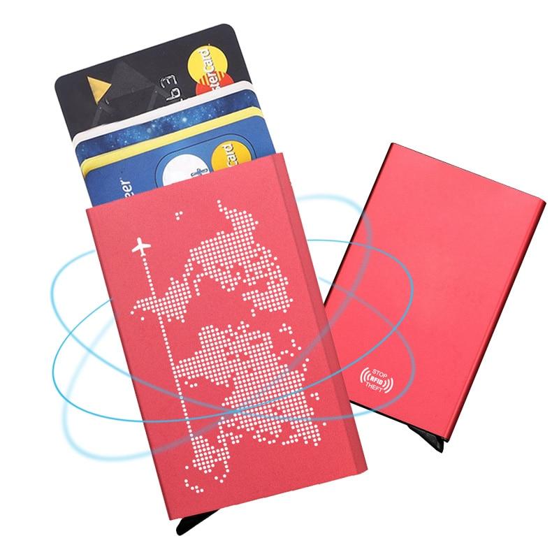Porte-cartes en métal automatique RFID - Le Secur™ rose rouge