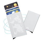 Porte-cartes métal avec imprimé carte du monde RFID - Le secur™ silver