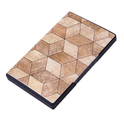 Porte-cartes en métal design - L’Audacieux™ patchwork bois