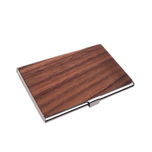 Porte-cartes fin en bois et métal - Le Classique™ noyer