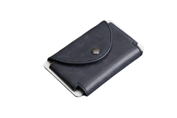 Porte-cartes en métal et simili cuir RFID - Le Secur™ bleu