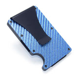 Porte-cartes en métal fibre de carbone RFID - Le secur™ bleu