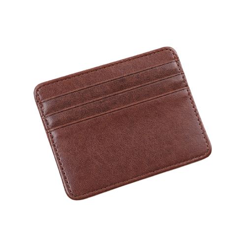 Porte-cartes en simili cuir lisse fin - Le Classique™ brun
