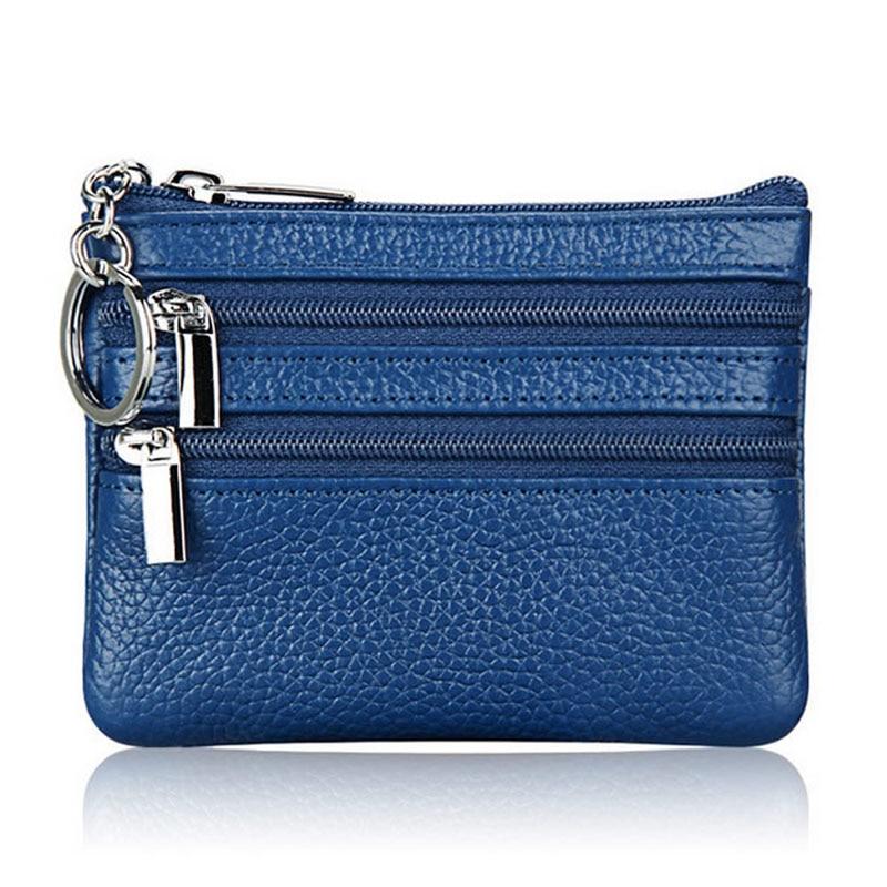 Porte monnaie en simili cuir double zippe - Le Classique™ bleu