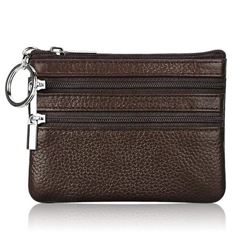 Porte monnaie en simili cuir double zippe - Le Classique™ café