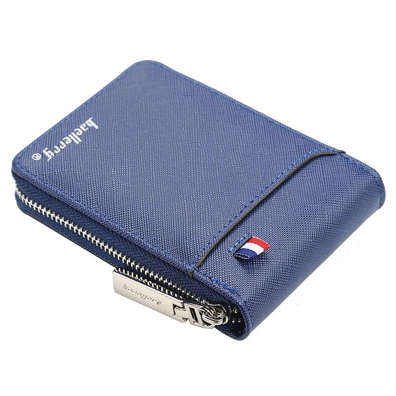 Porte-cartes en simili cuir à glissière - Le Classique™ bleu