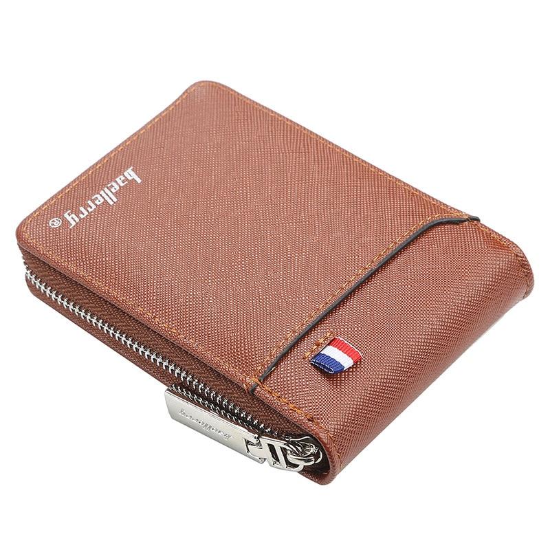 Porte-cartes en simili cuir à glissière - Le Classique™ brun