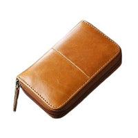 Porte-cartes rétro en cuir véritable RFID - Le secur™ camel