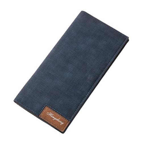 Portefeuille long et fin vintage - Le Classique™ bleu