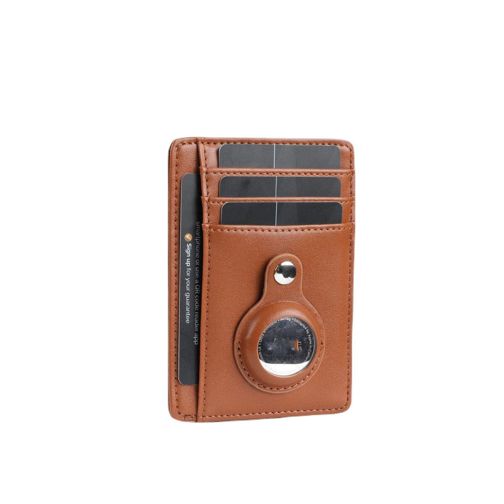 Porte-cartes fin avec emplacement AirTag RFID - Le Secur™ brun