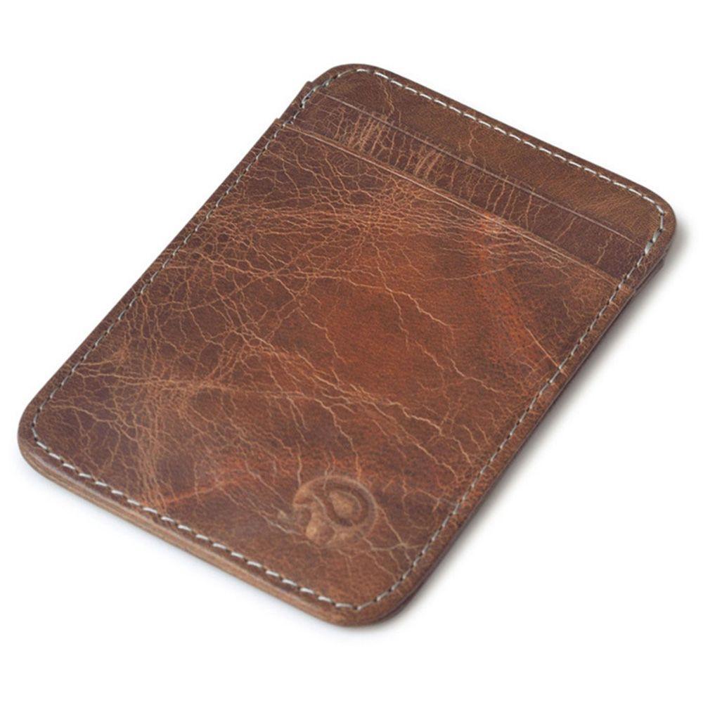 Porte-cartes fin en cuir lisse vintage - L’Héritage™ brun