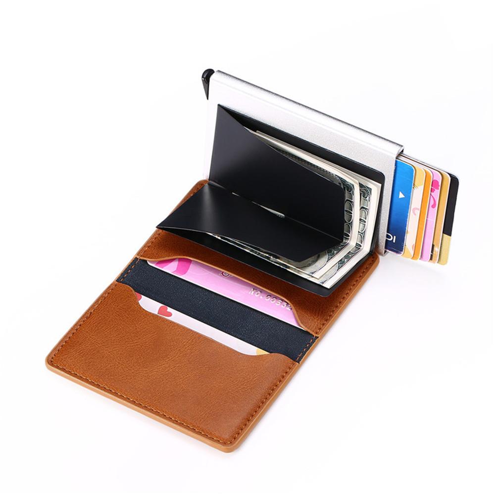 Porte-cartes vintage en métal et simili cuir - Le Classique™