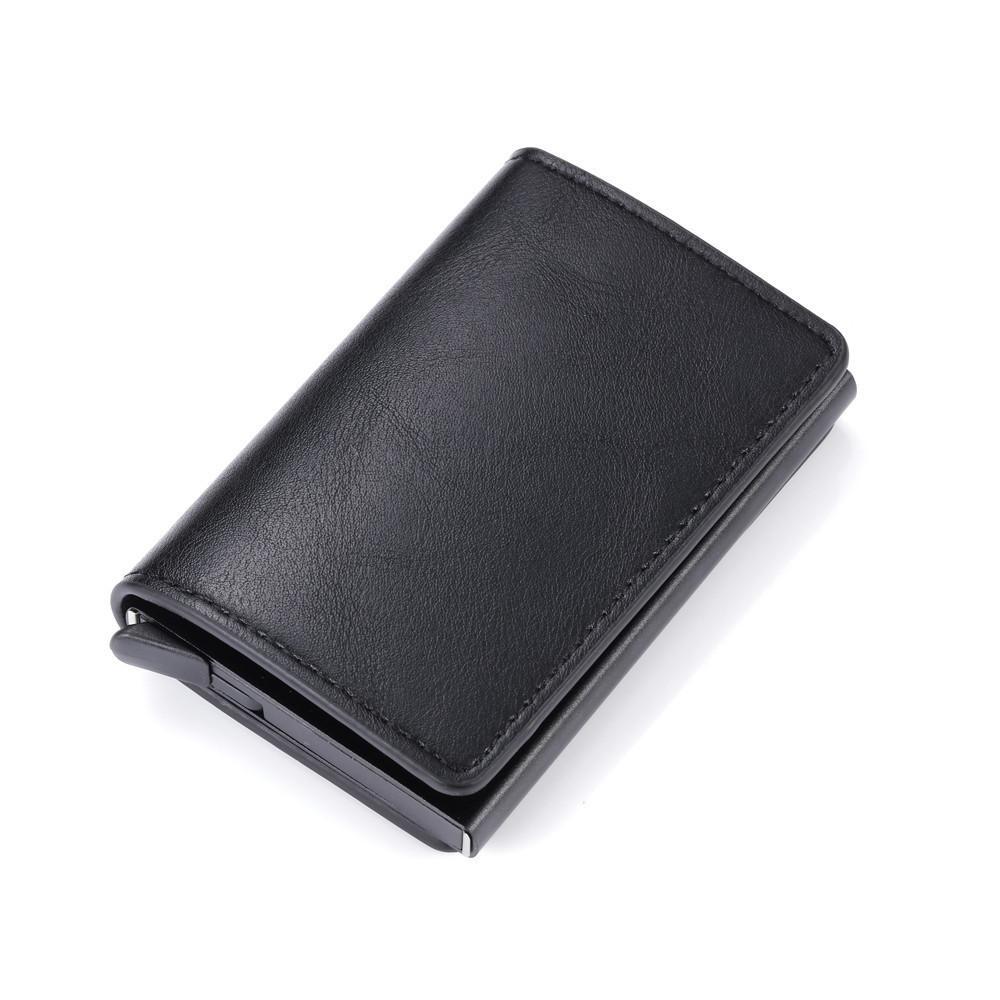 Porte-cartes vintage en métal et simili cuir - Le Classique™ noir