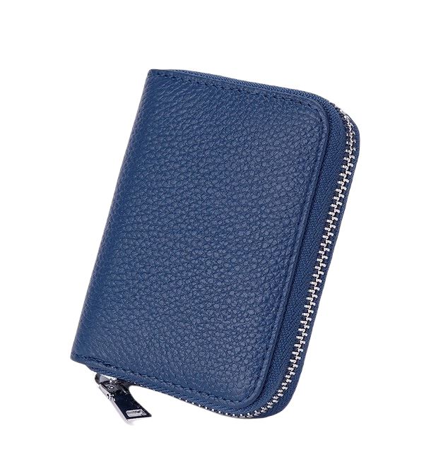 Porte-cartes à glissière en cuir - Le Classique™ bleu
