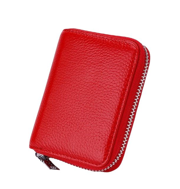 Porte-cartes à glissière en cuir - Le Classique™ rouge