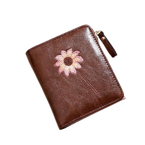 Porte monnaie imprimé tournesol - Le Classique™ brun