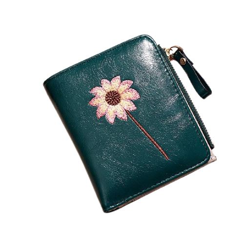 Porte monnaie imprimé tournesol - Le Classique™ vert